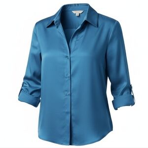 Blue satin blouse forever21.